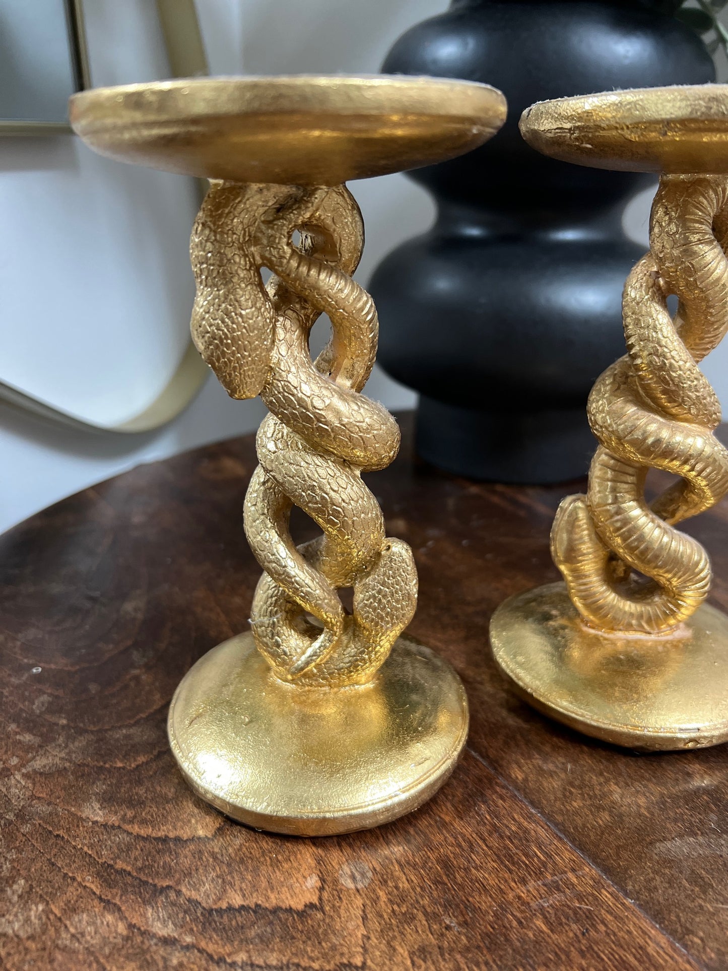 French gilt snake candle holders (pair)
