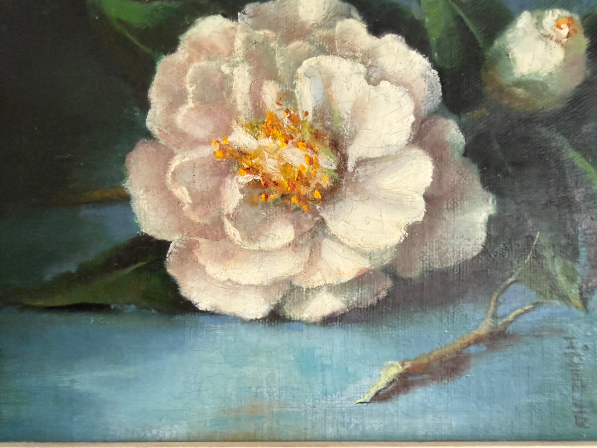 White camellia oil painting