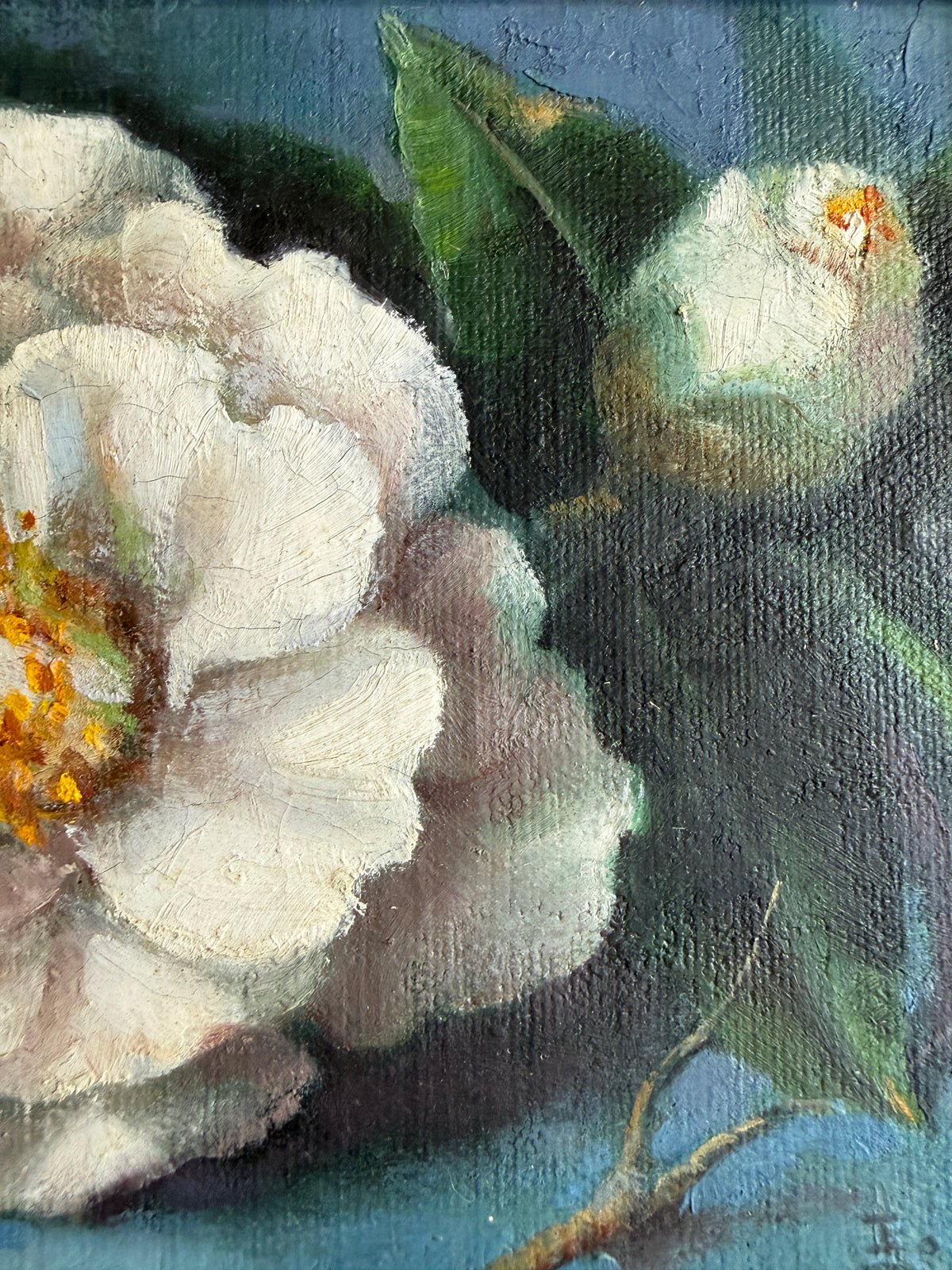 White camellia oil painting