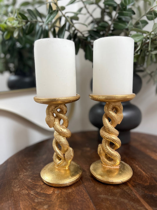 French gilt snake candle holders (pair)