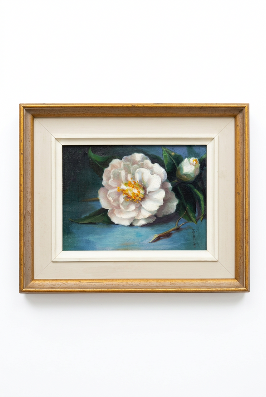 White camellia oil painting